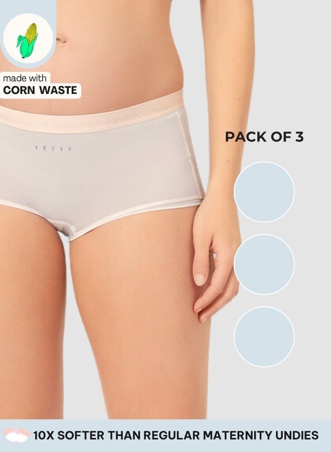 Intimate Queen Corn Bae Maternity Lacy Boy Shorts – Ultra-Soft, No Roll-Ups & Gusset Support, Full Coverage Comfort for Every Trimester (Pack Of 3) - Image 1